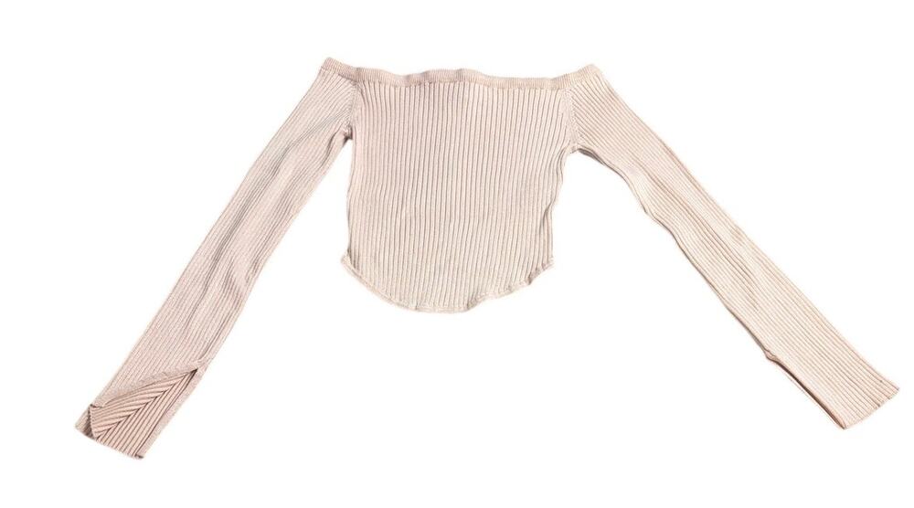 Urban Heritage Blush Pink Off-the- Shoulder Ribbed Top Size S